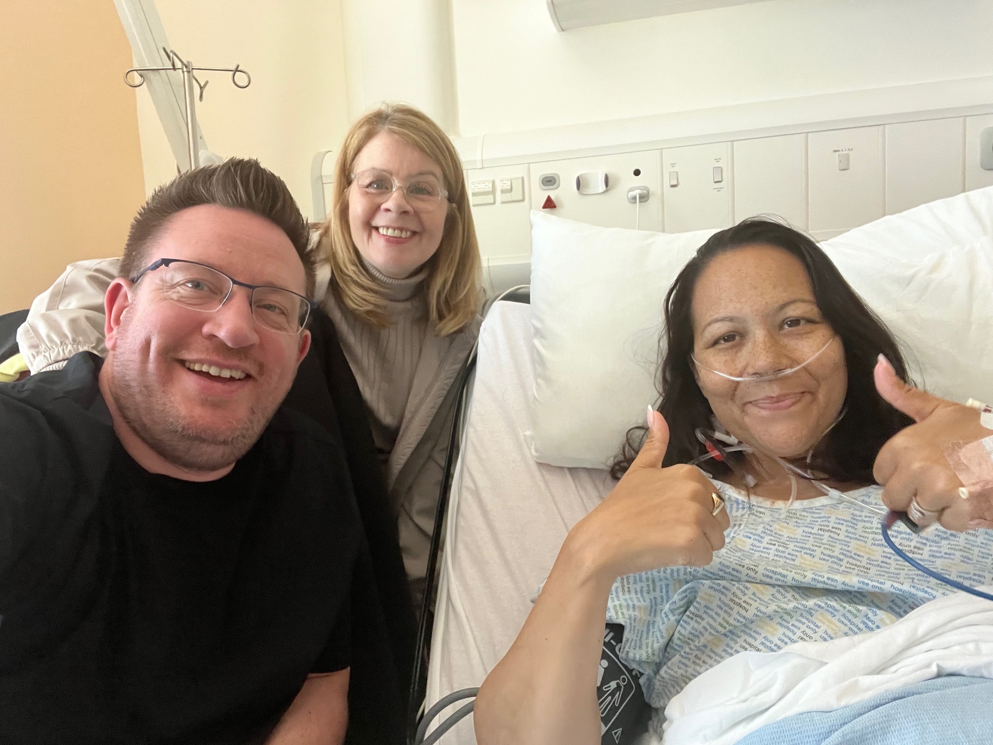 Stephanie Nicoll - post-transplant 2024 with mum and husband